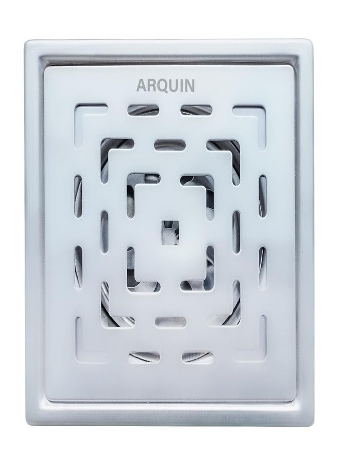 ARQUIN مصفاة أرضية للحمام من أركوين، 6×6 بوصة | مصفاة أرضية مربعة الشكل | مصنوعة من الفولاذ المقاوم للصدأ 304 | شبكة تصريف مزودة بمصيدة للصراصير، بلمسة نهائية غير لامعة | شبكة تصريف مياه الصرف الصحي للمطبخ، 1 مم - Image 2